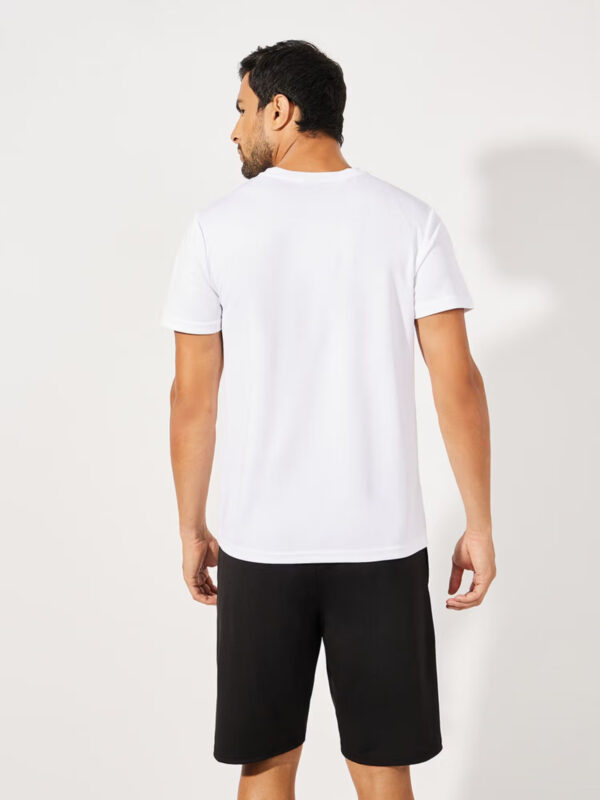 White Texture T-Shirt & Regular Shorts Tracksuits - Image 2